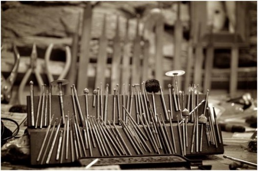 Central Otago District Arts Trust - Grinder bits for jewellery making - Les Riddell's workshop