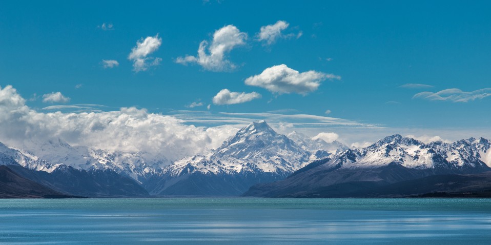 View of Aoraki Mt Cook over Lake Pukaki