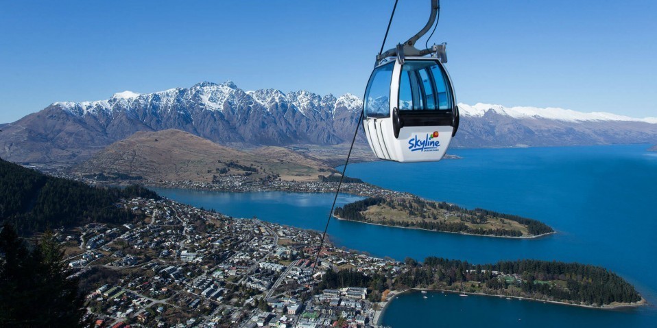 Skyline Gondola with stunning views of Queenstown & Lake Wakatipu in the background