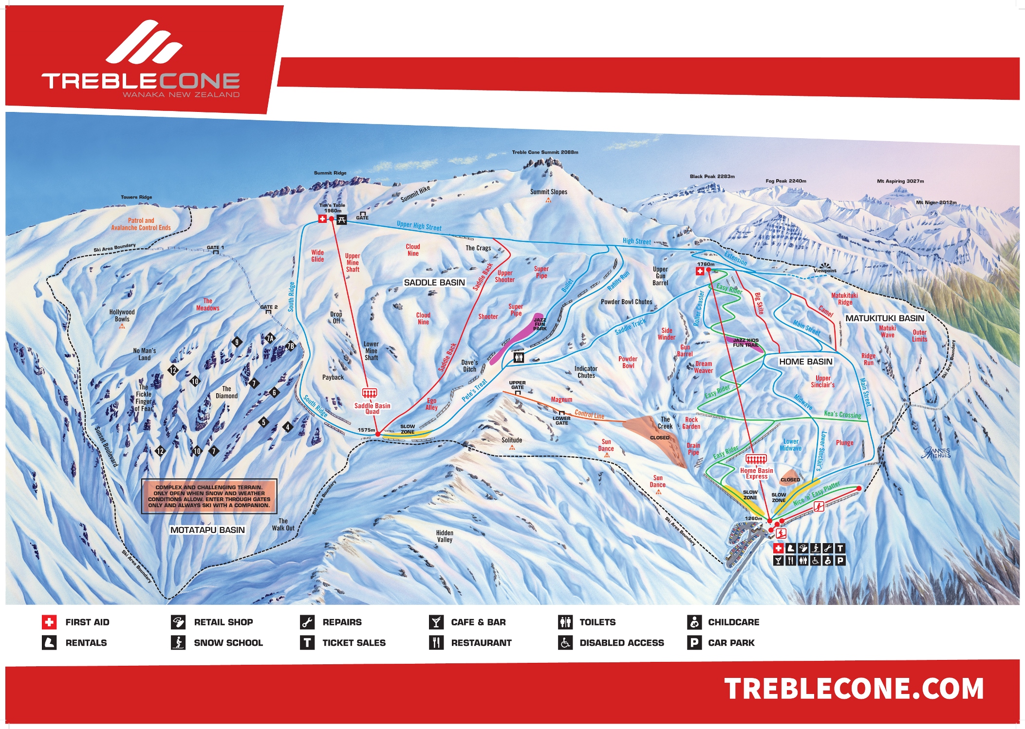 Treble Cone Trail Map